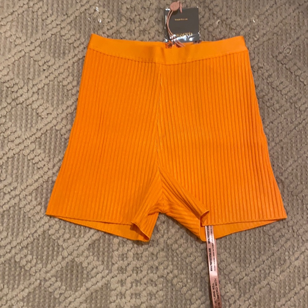 House of CB orange ribbed mini shorts